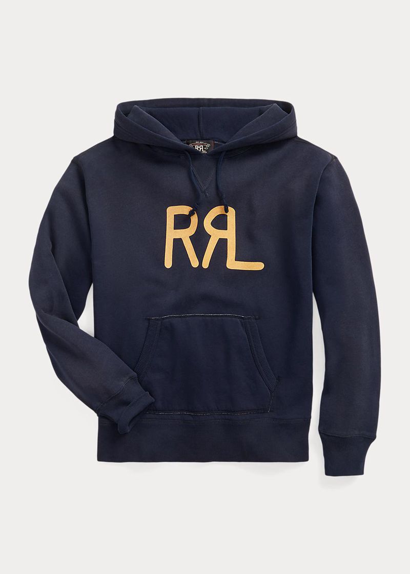 RRL パーカー メンズ ネイビー ロゴ フリース MBANP4530